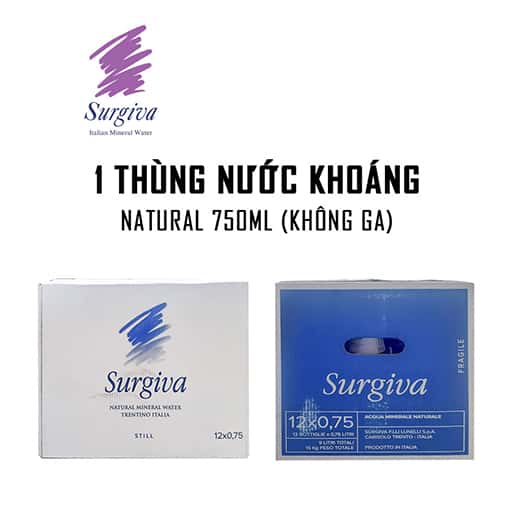 Nước khoáng không ga Surgiva Natural 750ml - 1 thùng 12 chai