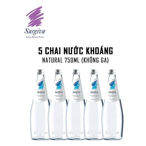 Nước khoáng không ga Surgiva Natural 750ml - 5 chai