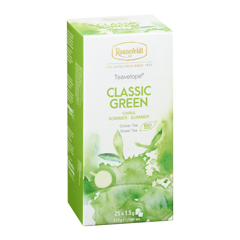 Classic Green - Ronnefeldt Teavelope® | Trà xanh cổ điển - Trà túi lọc (1 hộp / 25 gói)