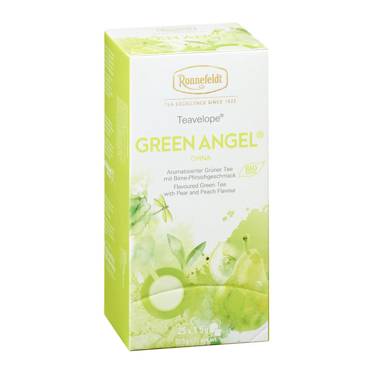 Green Angel - Ronnefeldt Teavelope® | Trà xanh hương đào lê - Trà túi lọc (1 hộp / 25 gói)